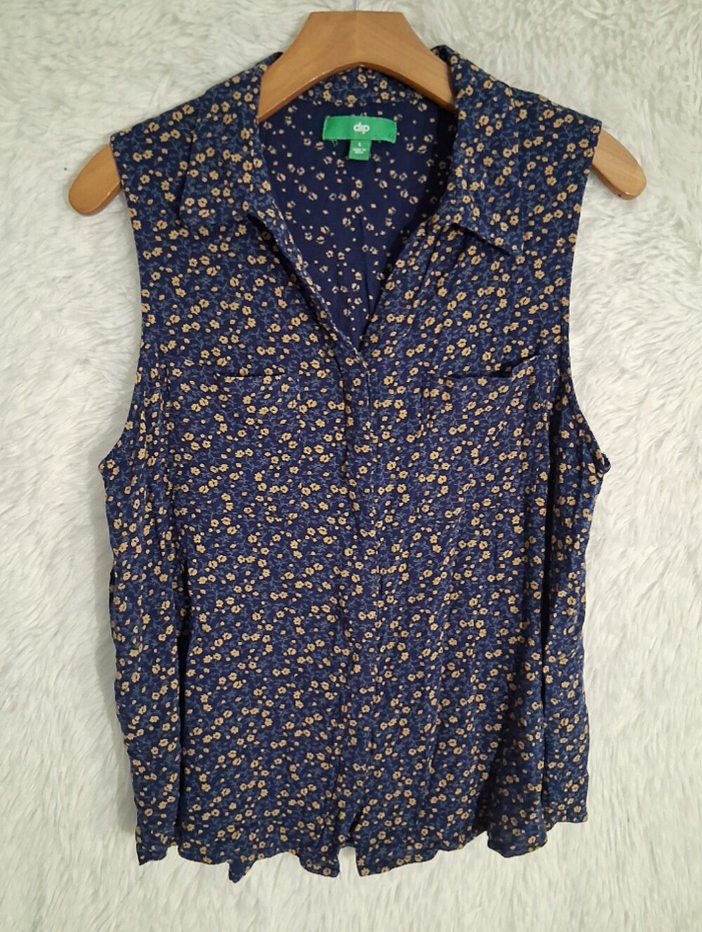 Dip Navy Blue Floral Tank Blouse Large